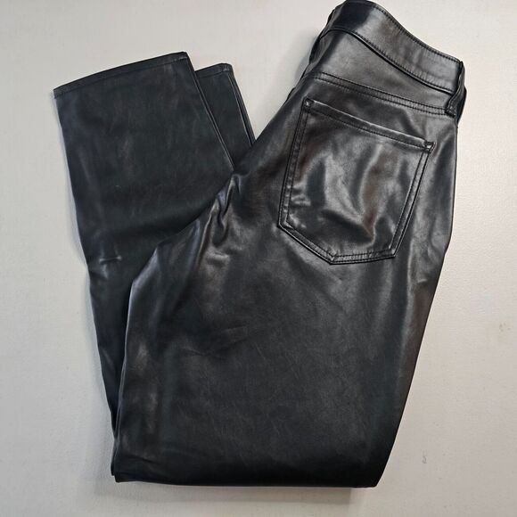 Old Navy Pants Women's 10 Black Faux Leather High Rise O.G. Straight Pockets - Picture 9 of 16